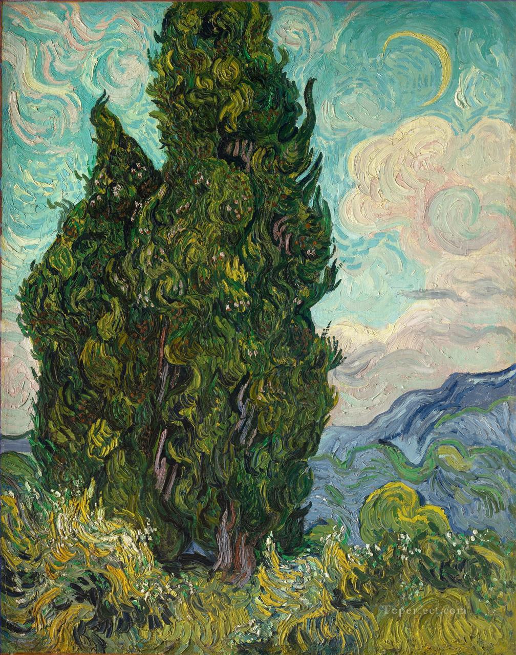 Two Cypresses 2 Vincent van Gogh Oil Paintings
